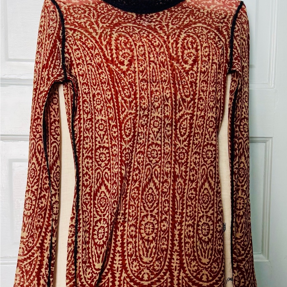 Jean Paul Gaultier Red and Black Patterned Blouse